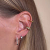 Falling Star Pave Silver 7mm Baby Huggie Earrings