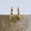 Croissant Charm Gold Huggie Earrings