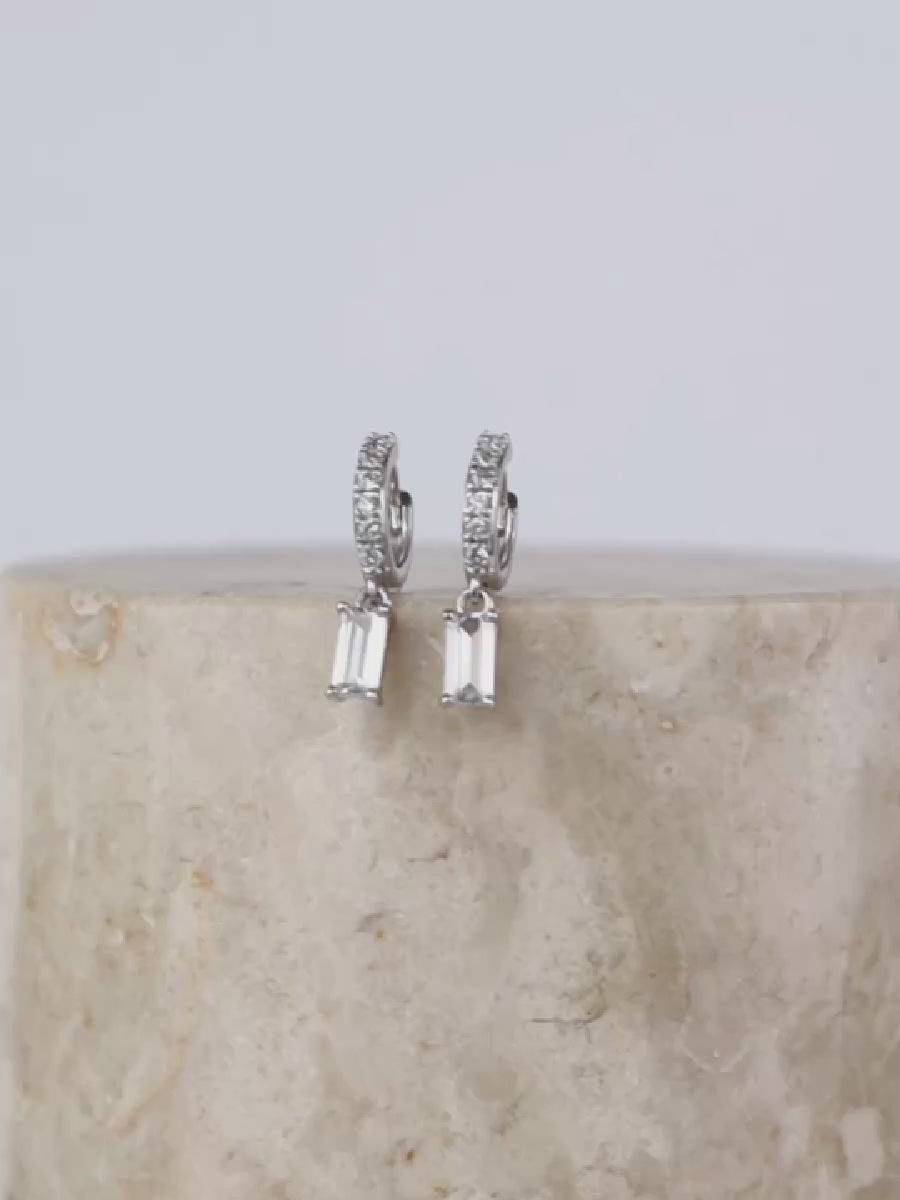 Baguette Silver Baby Huggie Earrings | Wanderlust + Co
