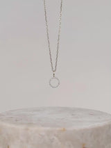 Petite Circle Diamond Pave 14K Solid Gold Necklace | Wanderlust + Co