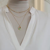 Aura Ombre Fuchsia & Turquoise Gold Locket Necklace | Wanderlust + Co