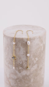 Wish Upon The Stars Pearl & Gold Threader Earrings | Wanderlust + Co