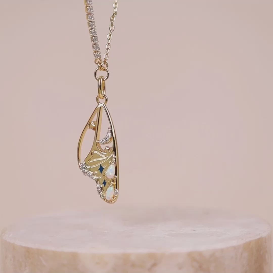Butterfly Tennis Opal & Gold Necklace | Wanderlust + Co