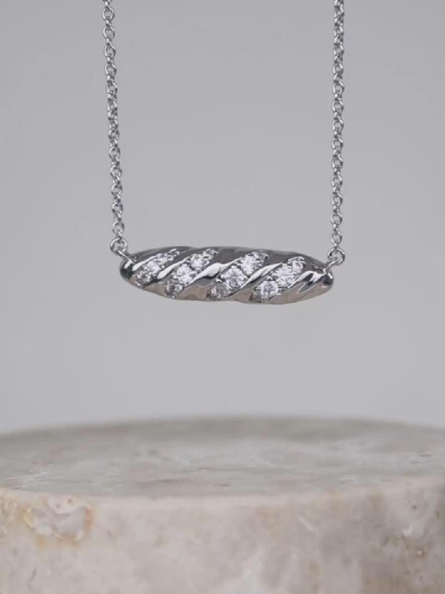 Baguette Pave Silver Necklace | Wanderlust + Co