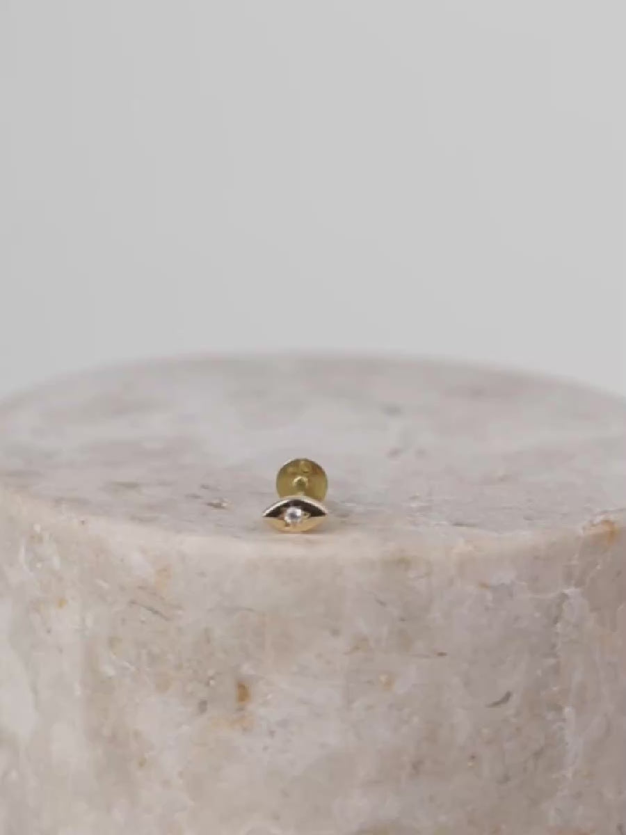 Talisman Eye Diamond 14K Solid Gold Flat Back Earring | Wanderlust + Co