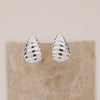 Teardrop Seashell Silver 20mm Stud Earrings