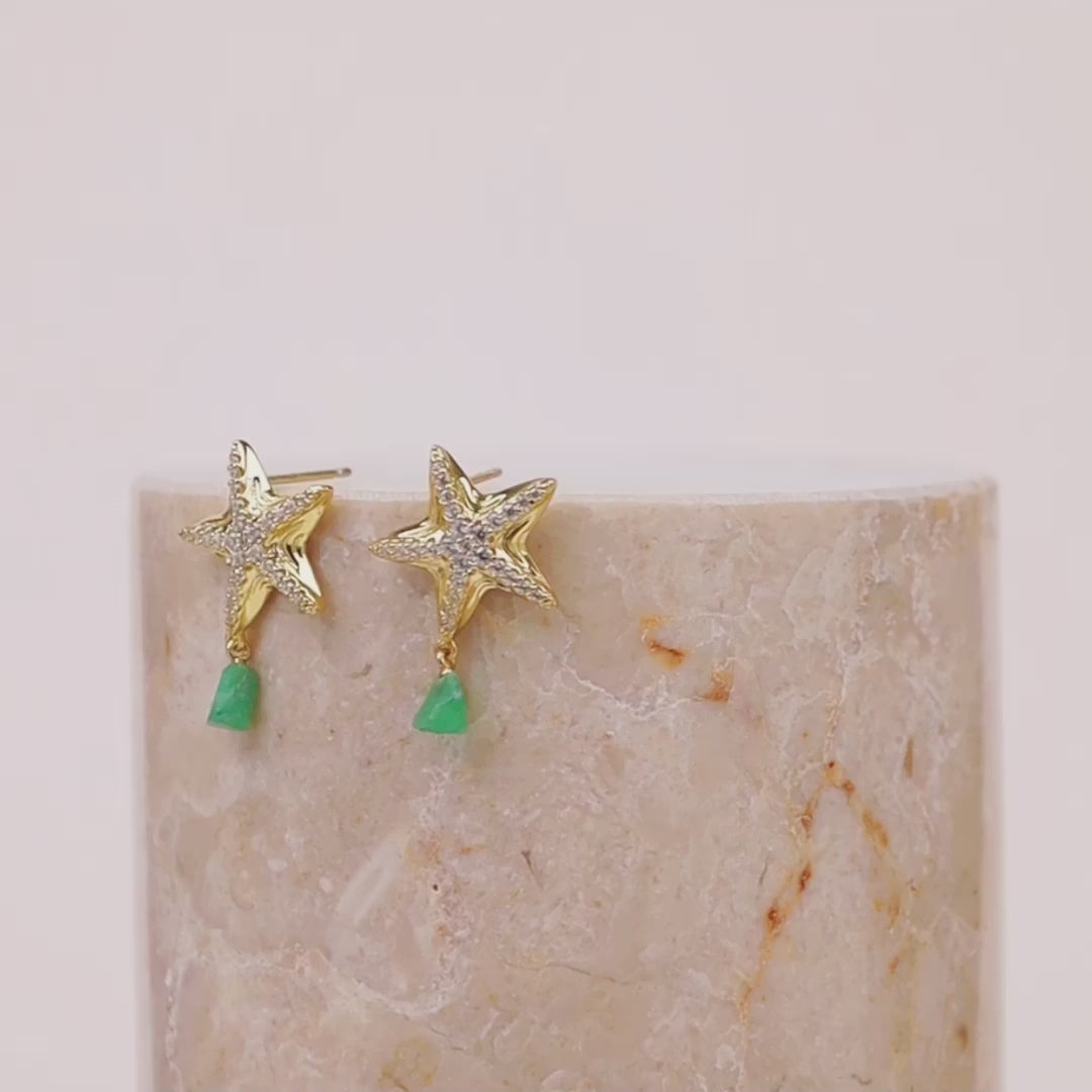 Starfish Aventurine Gold Earrings | Wanderlust + Co