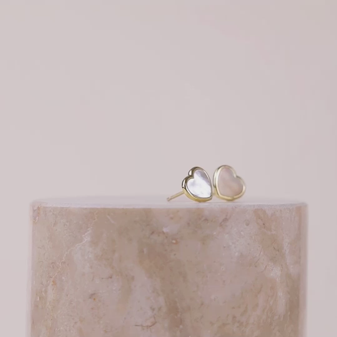 Heart Pearl & Gold Stud Earrings | Wanderlust + Co