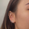 Ribbed Bar Silver 8mm Baby Huggie Earrings