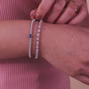 Pave 925 Sterling Silver Heart Tanzanite Tennis Bracelet
