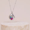 Healing Ombre Fuchsia & Turquoise Silver Locket Necklace