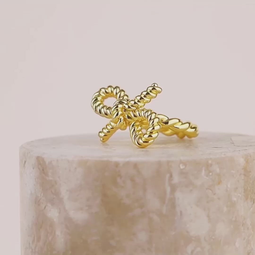 Ribbed Bow Gold Ring | Wanderlust + Co