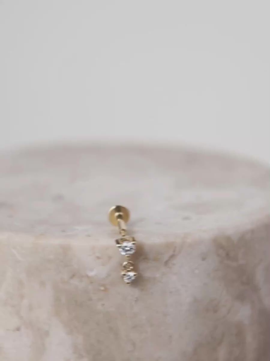 Brilliant Diamond Drop 14K Solid Gold Flat Back Earring | Wanderlust + Co