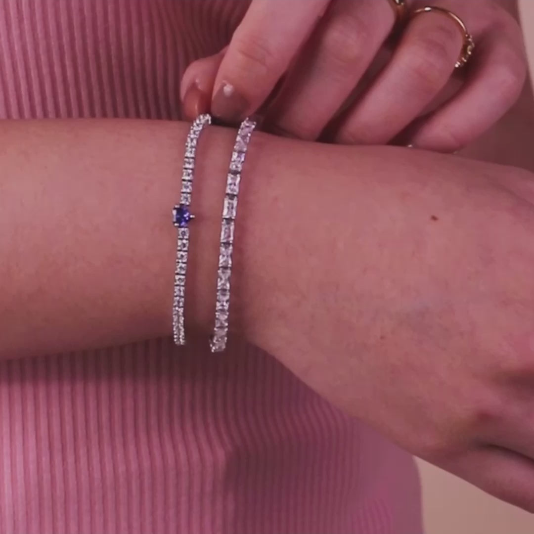 Pave 925 Sterling Silver Heart Tanzanite Tennis Bracelet | Wanderlust + Co