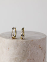 Twist Pave 14K Gold Vermeil 12mm Huggie Earrings | Wanderlust + Co