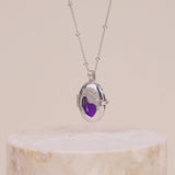 Healing Amethyst Silver Locket Necklace | Wanderlust + Co