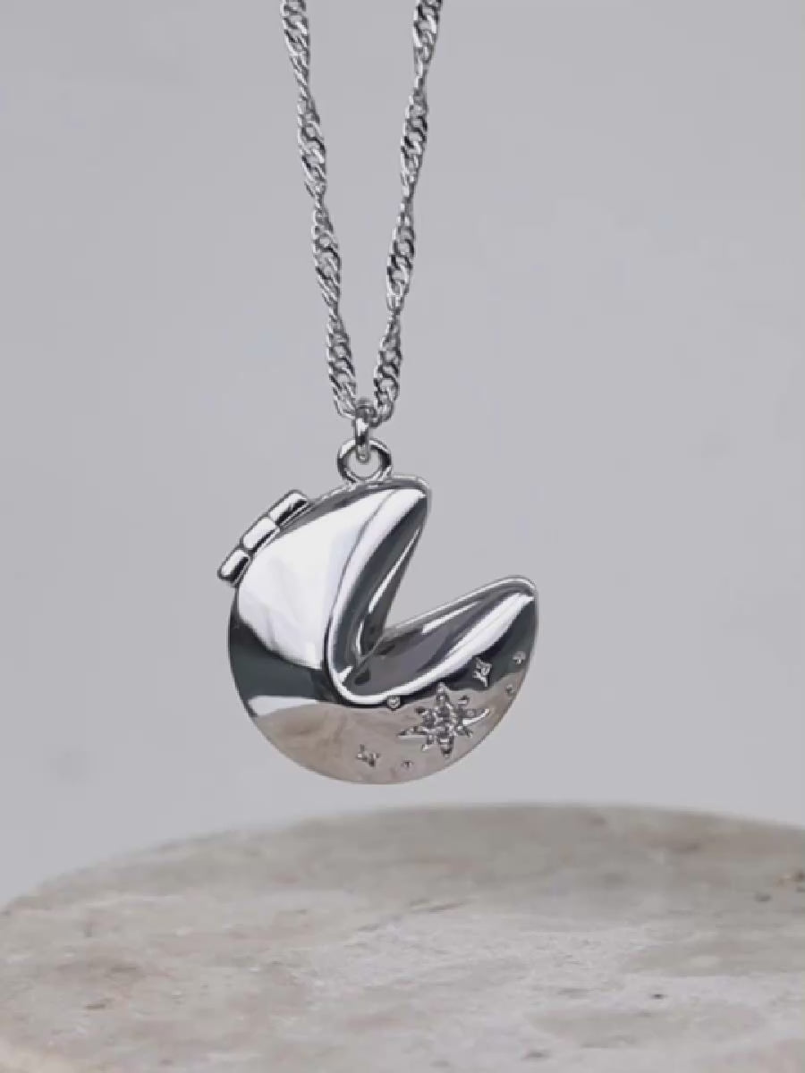 Fortune Cookie Silver Locket Necklace | Wanderlust + Co