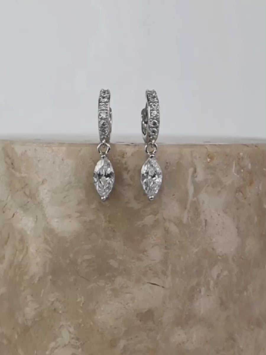 Marquise Silver Baby Huggie Earrings | Wanderlust + Co