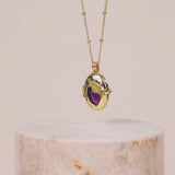 Healing Amethyst Gold Locket Necklace | Wanderlust + Co