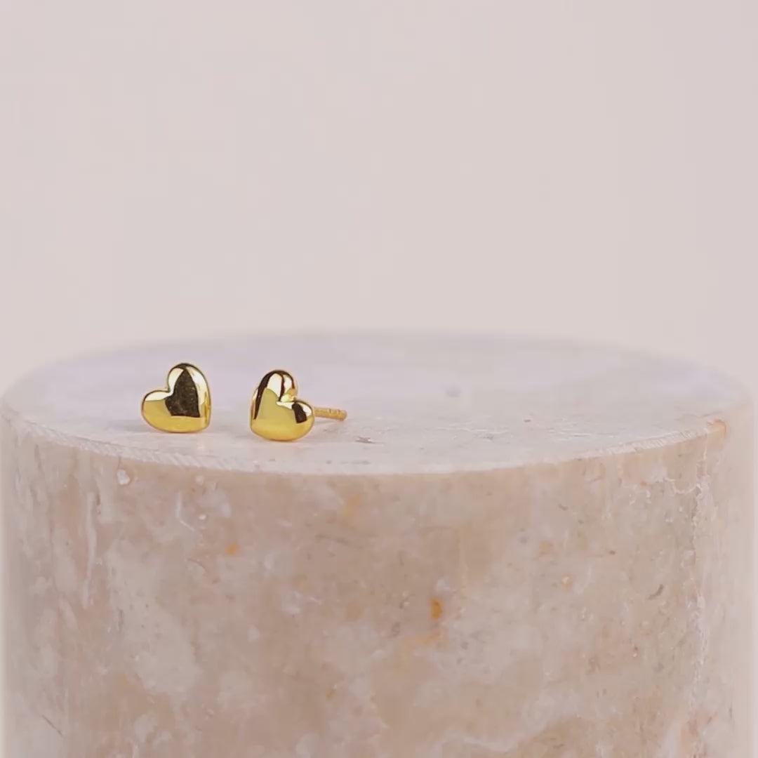 Classic Heart Gold Stud Earrings | Wanderlust + Co