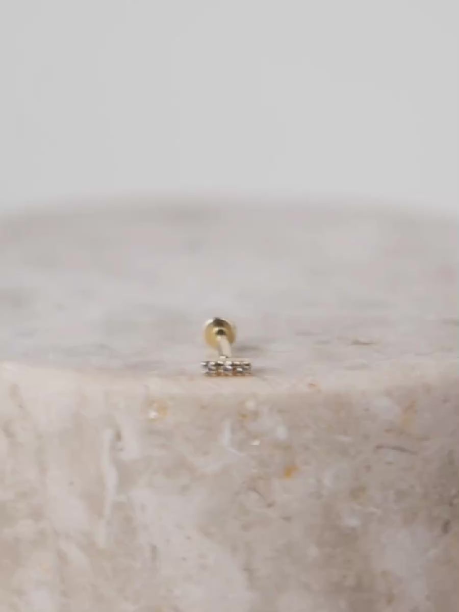 Petite Bar Diamond 14K Solid Gold Flat Back Earring | Wanderlust + Co