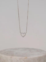 Petite Heart Diamond Pave 14K Solid Gold Necklace | Wanderlust + Co