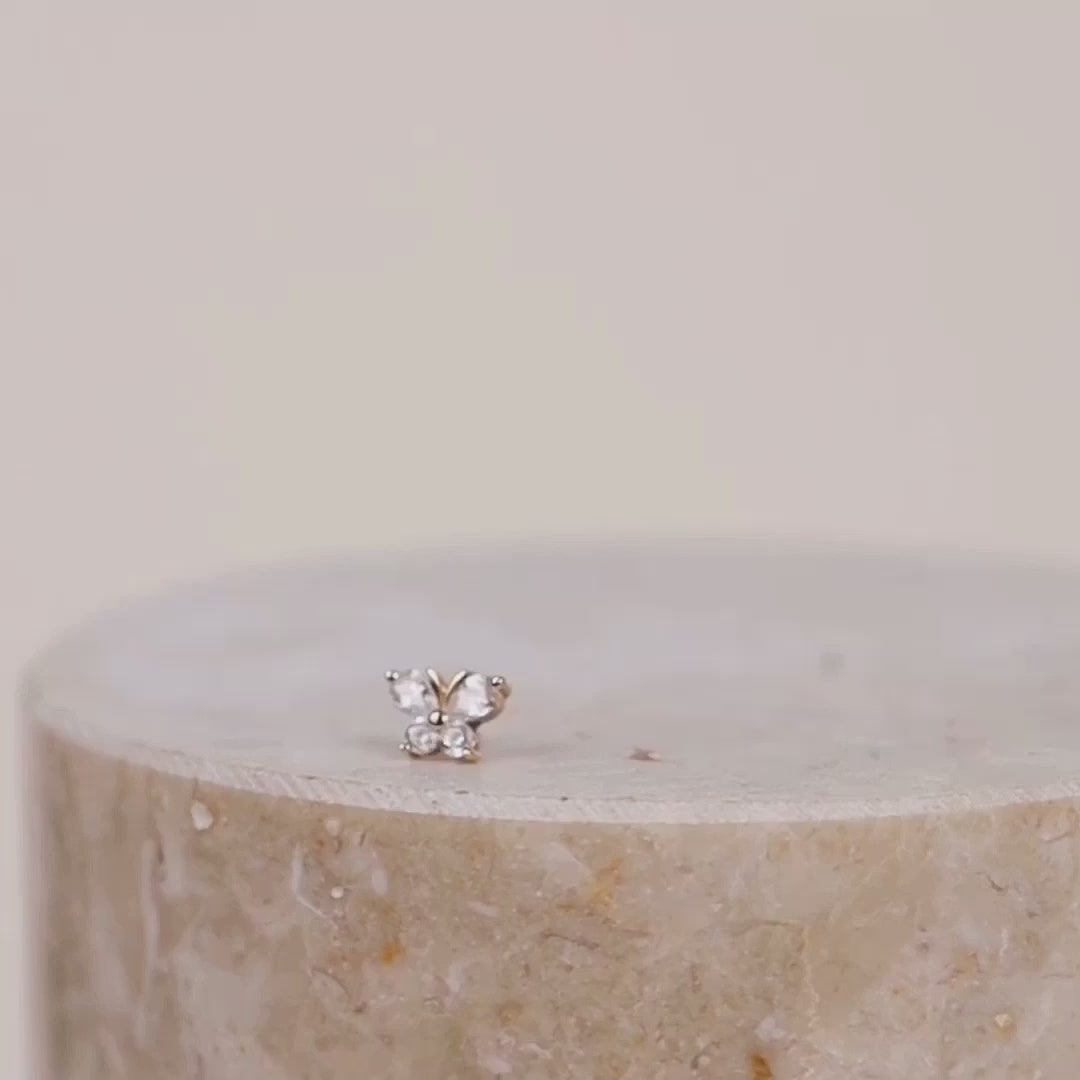Flutter Diamante 14K Solid Gold Front Earring Stud | Wanderlust + Co