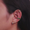 Jagged Baguette Emerald & Gold 9mm Ear Cuff | Wanderlust + Co