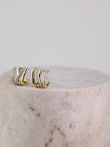Double Pave V Gold Stud Earrings | Wanderlust + Co