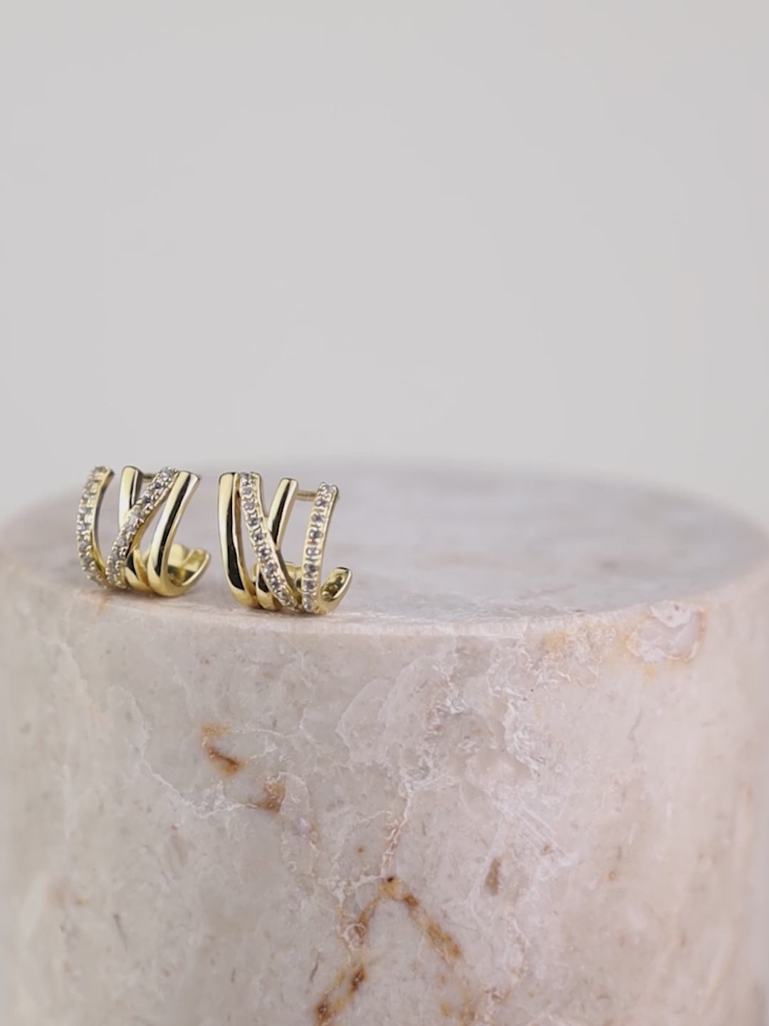 Double Pave V Gold Stud Earrings | Wanderlust + Co