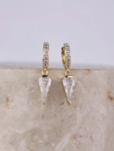 Diamond Gem Gold Baby Huggie Earrings | Wanderlust + Co