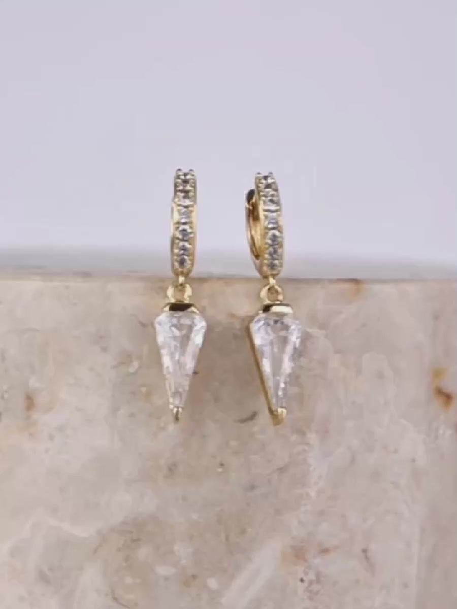 Diamond Gem Gold Baby Huggie Earrings | Wanderlust + Co