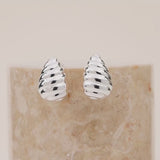 Teardrop Seashell Silver 20mm Stud Earrings | Wanderlust + Co