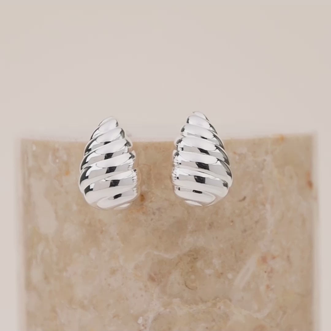 Teardrop Seashell Silver 20mm Stud Earrings | Wanderlust + Co