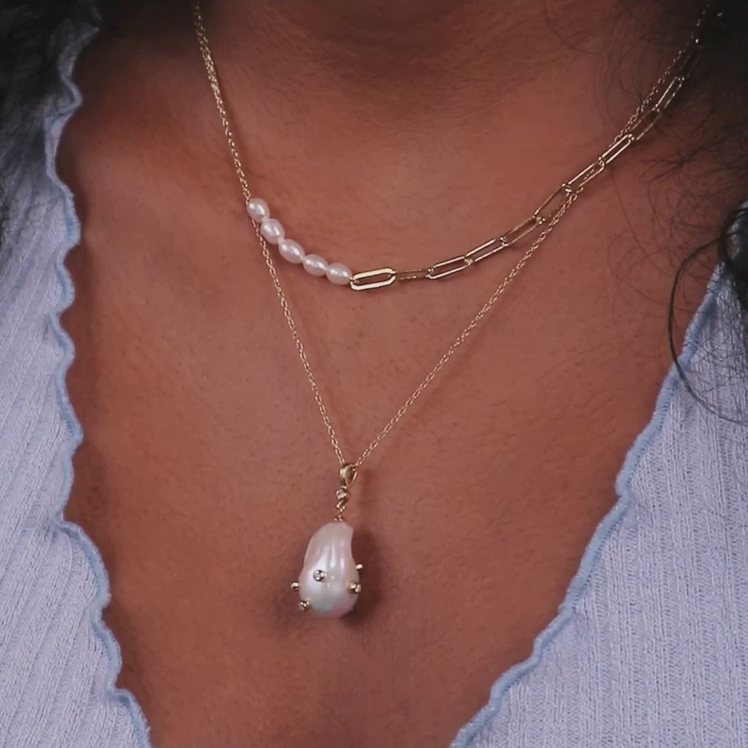Gem Pearl Baroque 14K Gold Vermeil Necklace | Wanderlust + Co