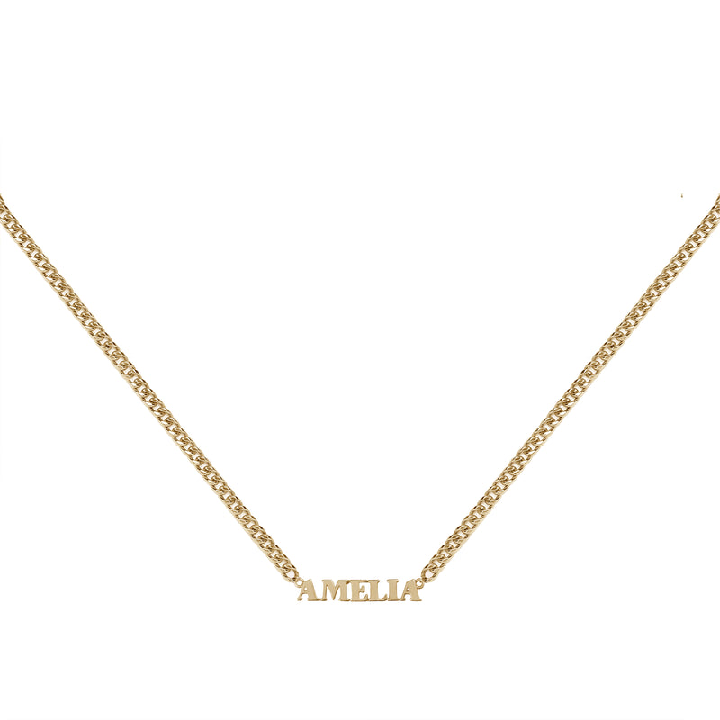18K Gold Vermeil Nameplate Necklace With XL Curb Chain