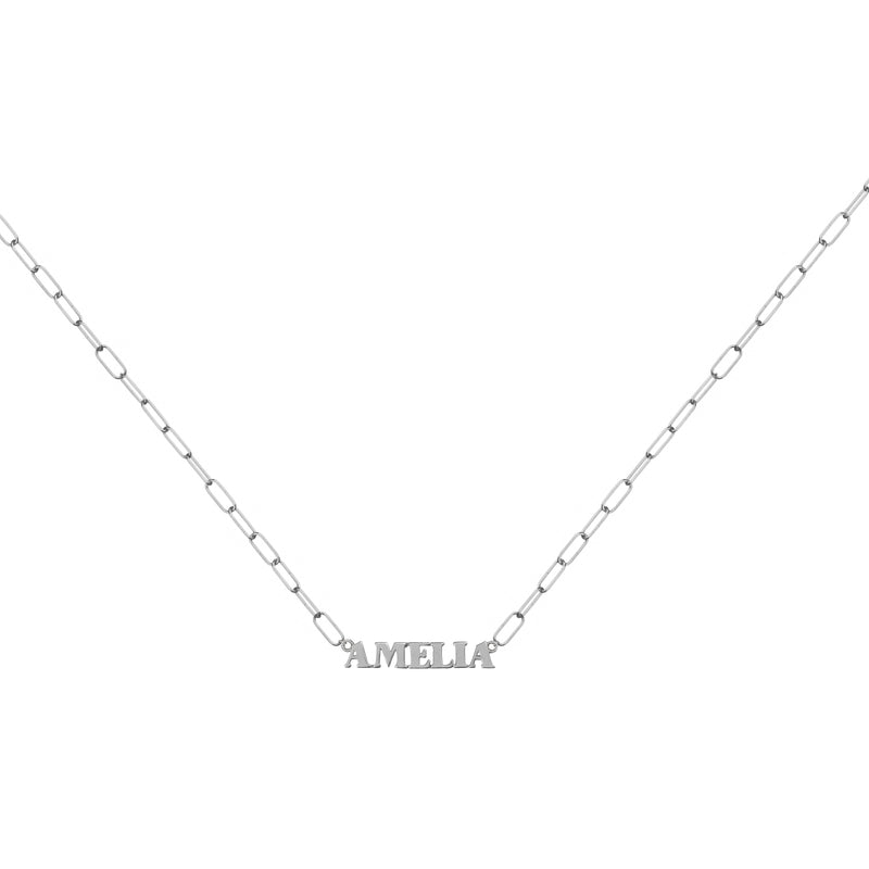 Chain Link Necklace with Names - Sterling Silver Necklace