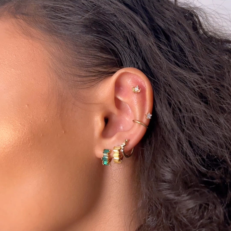 Trio Marquise Rainbow Gold Barbell Earring Wanderlust Co