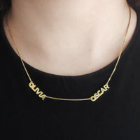 18K Gold Vermeil Double Name Necklace with Classic Box Chain | Wanderlust + Co