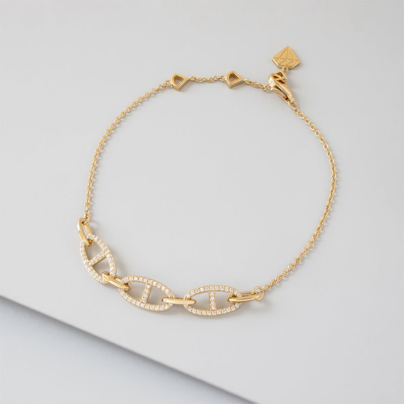 16MM Diamond Anchor Link Bracelet 14K White Gold - Eliantte & Co