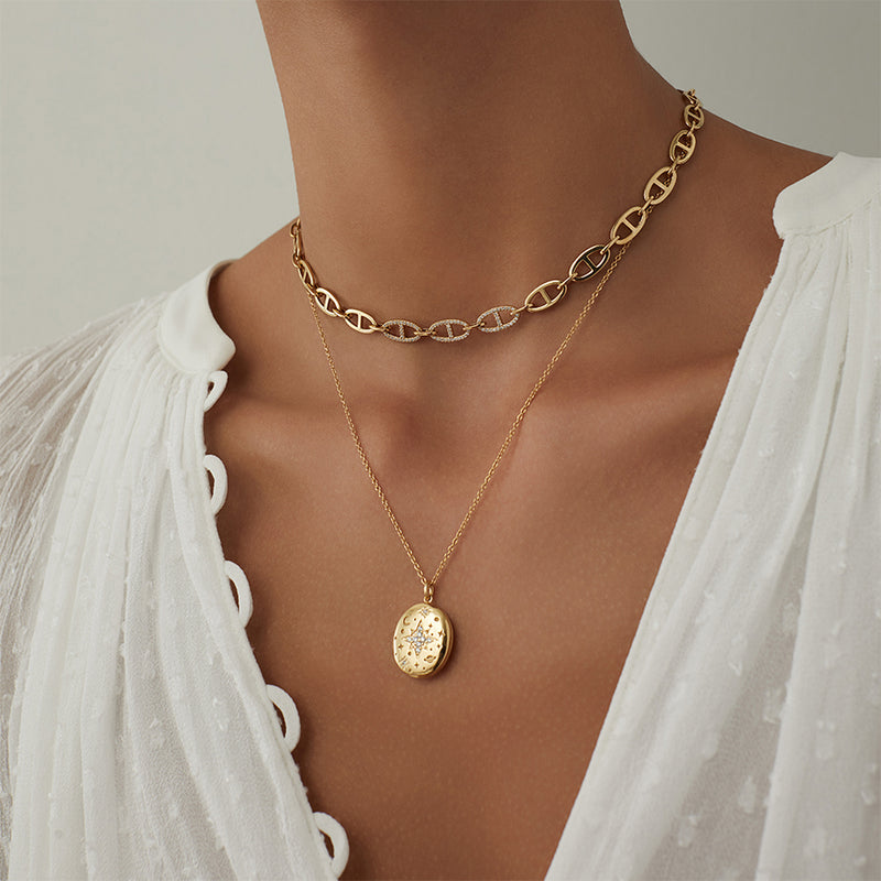 14k gold locket with chain sale