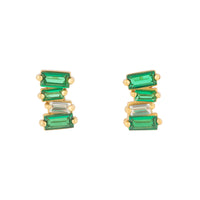 Jagged Baguette Emerald Stud Earrings | Wanderlust + Co