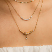 Knot Pave Gold Drop Necklace | Wanderlust + Co