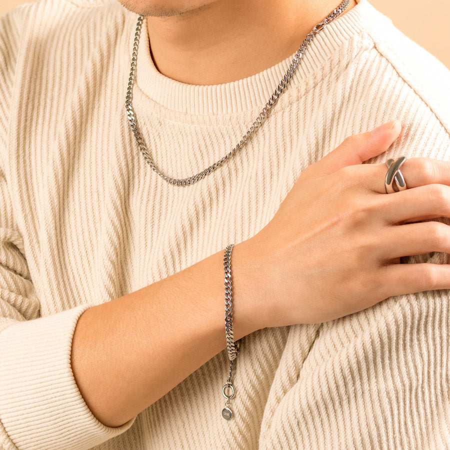 Silver curb chain bracelet clearance