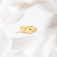 Heart Full Gold Locket Signet Ring  | Wanderlust + Co
