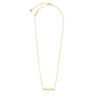 18K Gold Vermeil Nameplate Necklace With Beaded Chain | Wanderlust + Co