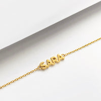 Solid Yellow Gold Nameplate Bracelet With Standard Chain | Wanderlust + Co