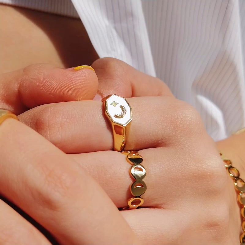 Rose gold moon new arrivals phase ring