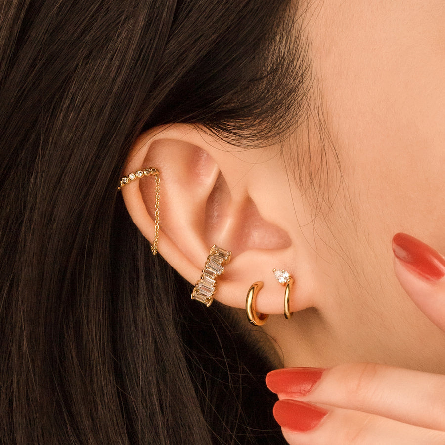 Pave Pearl Gold Drop 7mm Baby Huggie Earrings – Wanderlust + Co