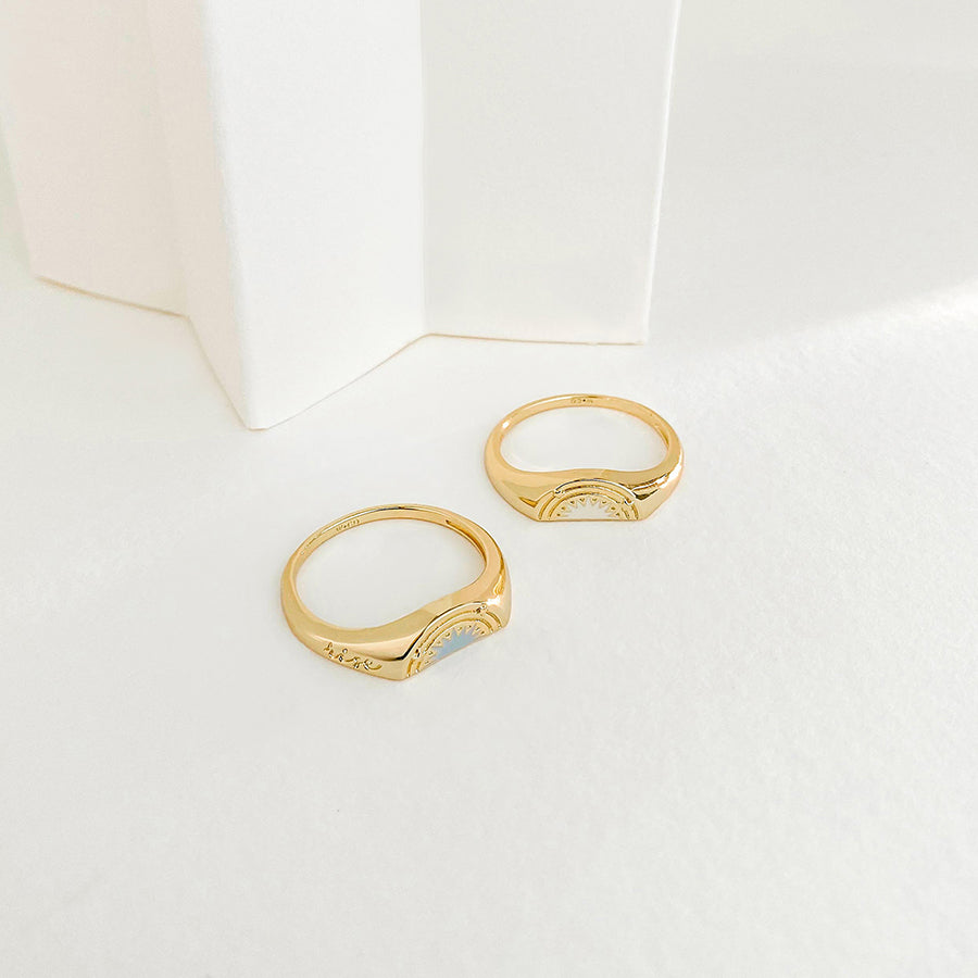 Rise Gold Mantra Ring Set